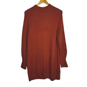Lillusory Womens Rust Knitted Turtle Neck Ribbed Sweater Dress SZ Medium